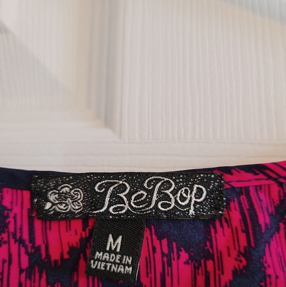 Pink and Navy Chevron Peplum Dress Size M - Picture 3 of 3